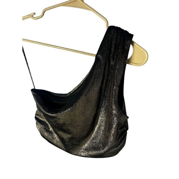 Susana Monaco Sequin BLACK, One Shoulder Crop TOP, RUCHED, TAYLOR SWIFT ERA, SM - Picture 2 of 8